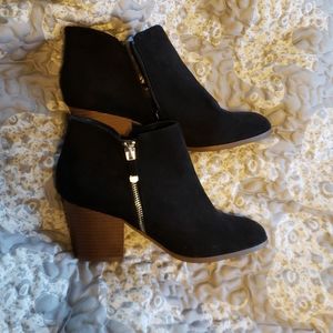COPY - Black suede with brown chunky heel